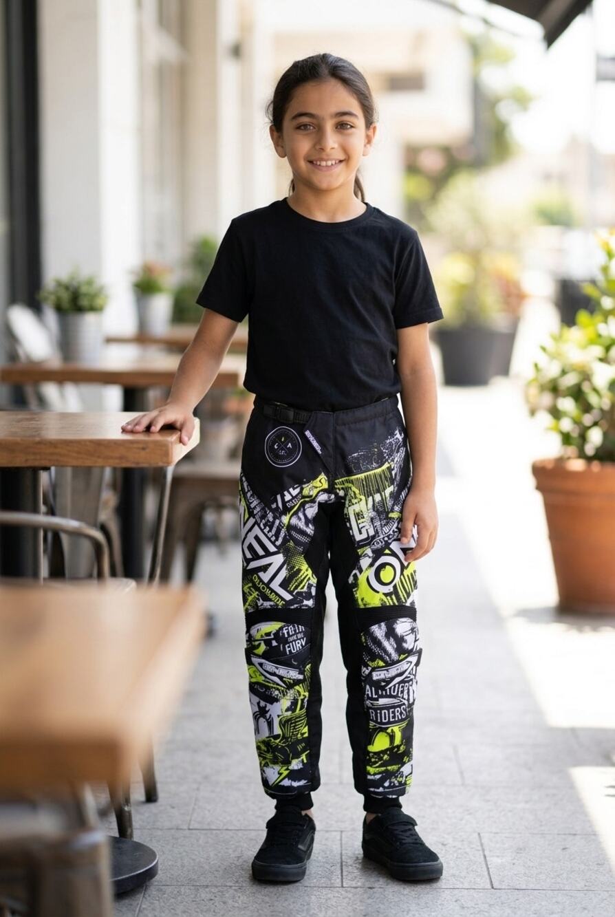 O'Neal Element Pant Black Tapered Graphic Print Pants Boys Size 8/10